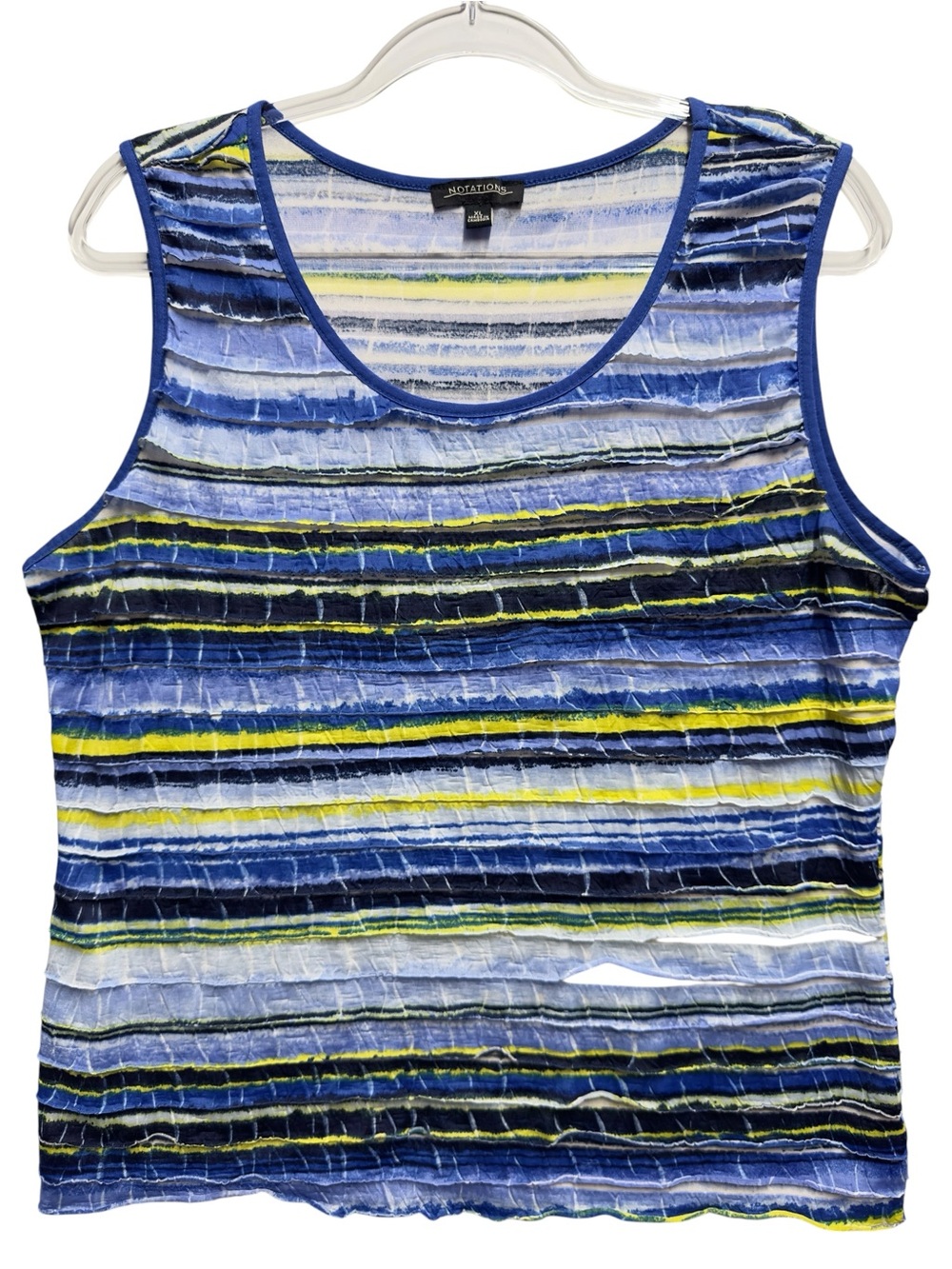 Silky Knit Tiered Ruffle Striped Tank Top Blouse